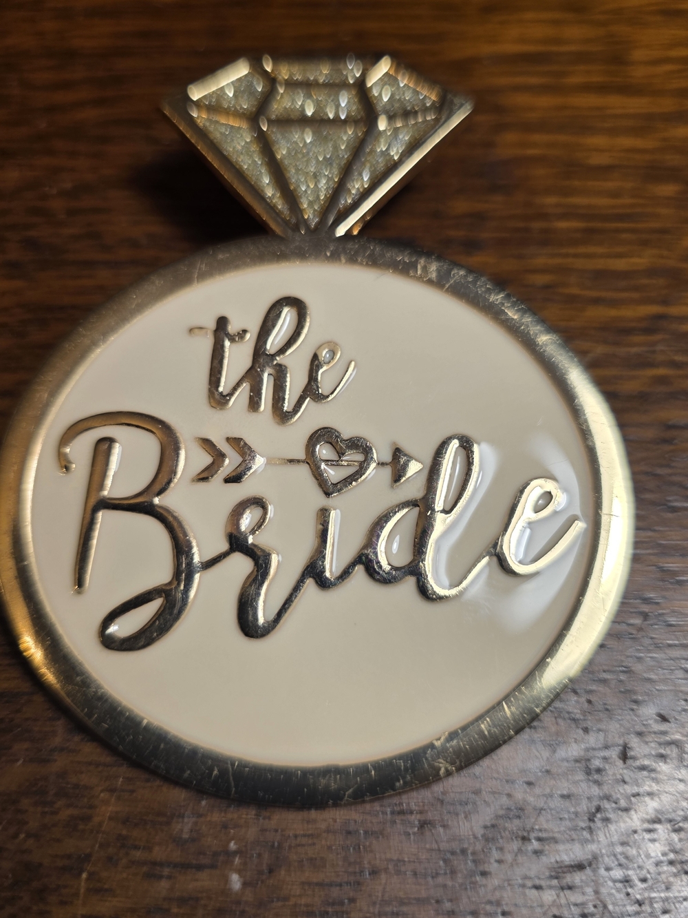 The Bride Gold and Cream Enamel Pin. Bachlorette Party. Bridal Shower.
